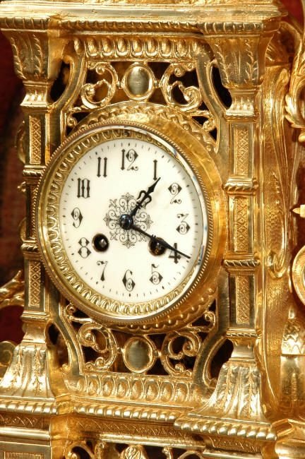 fig 3. Stunning Antique French Gilt Brass Clock Set 
by Japy Freres
~ French - Circa 1875 ~